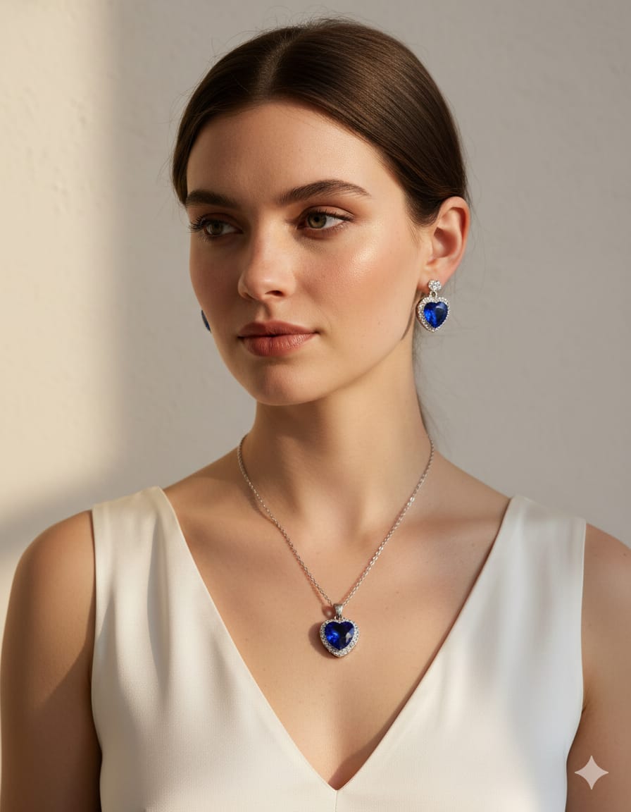 BLUE DIAMOND LOCKET SET L100