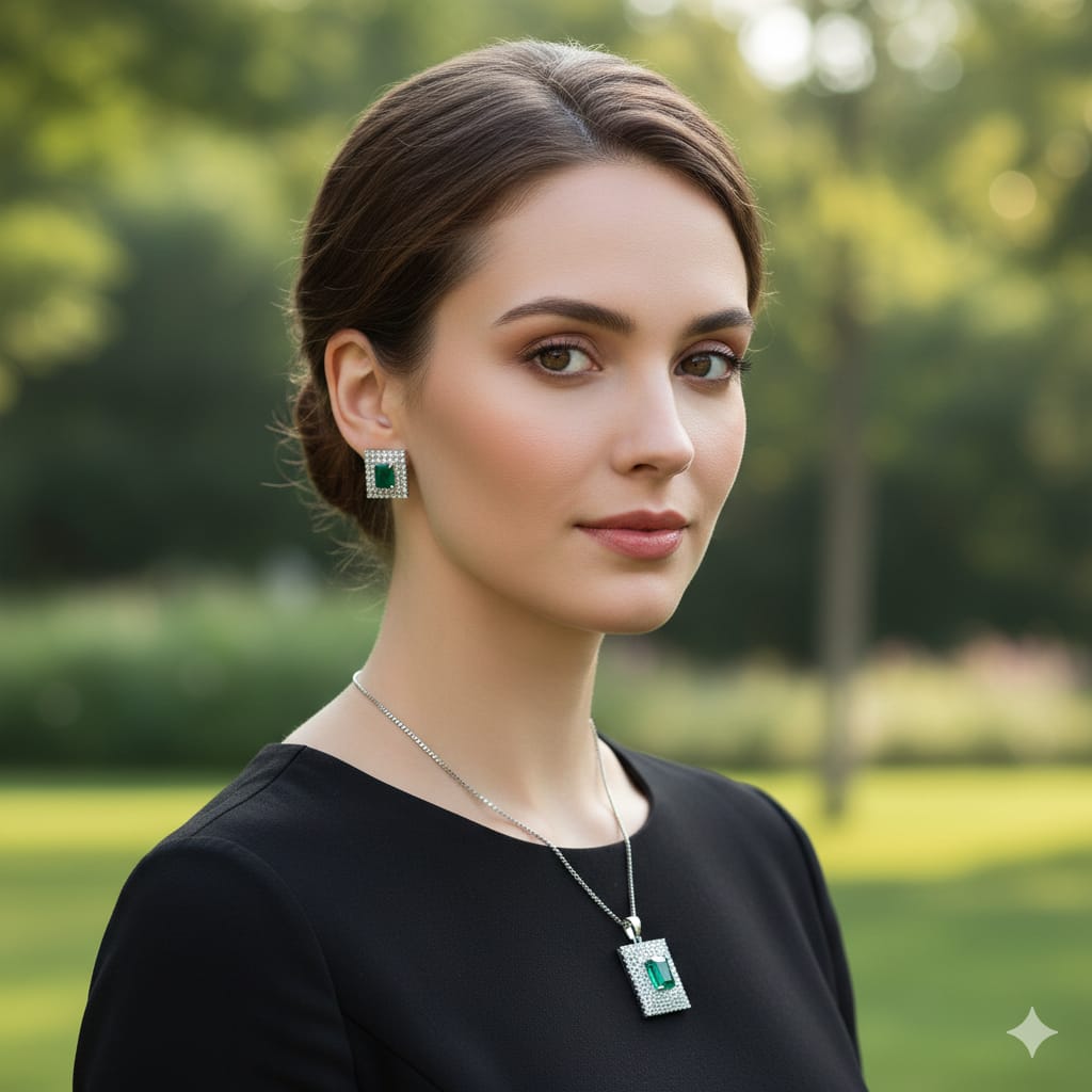 WHITE GREEN LOCKET SET L102