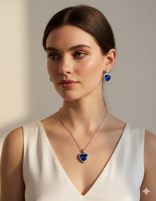 BLUE DIAMOND LOCKET SET L100